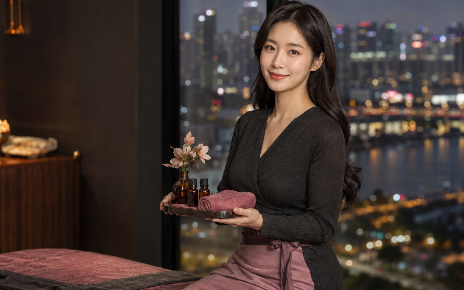 서울 광진구 방문 홈케어를 안내하는 젊은 성인 한국 여성 관리사